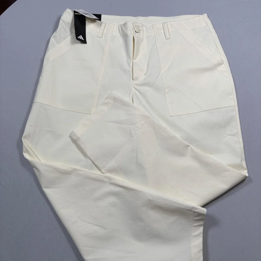 Adidas Go-To Prog‎ Pant Mens 36x32 Ivory Loose Fit Straight Leg Golf IQ2966 NWT
